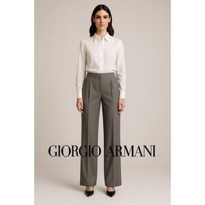 Giorgio Armani Gray Pants IT 46 US 10 Borgo 21 Wool Silk Wide Leg Made in Italy